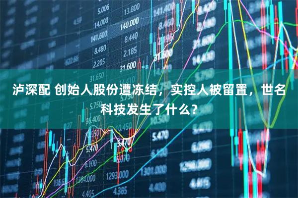 泸深配 创始人股份遭冻结，实控人被留置，世名科技发生了什么？